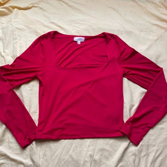 live in the moment Tops - Live in the Moment | Long Sleeve Square Neck Top | Hot Pink | Size M